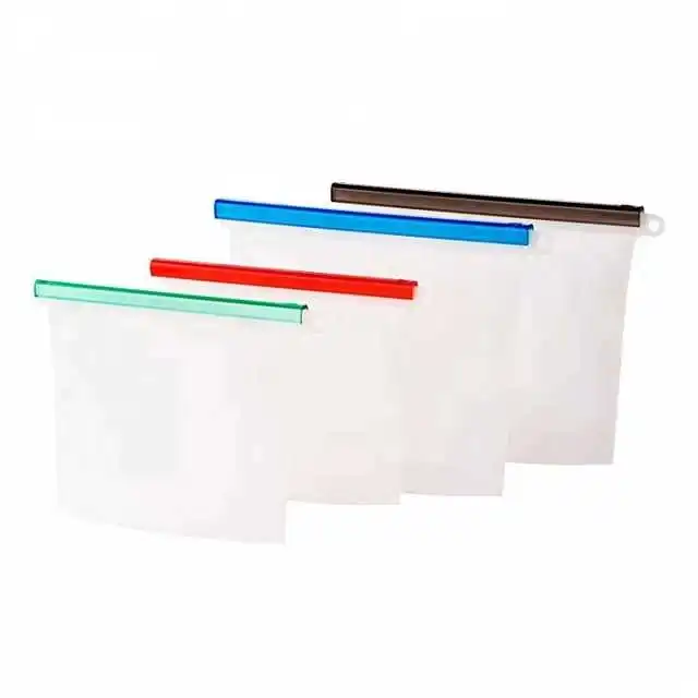 

High Quality 2pcs/set Custom Reusable Kitchen Silicone Reusable Food Bag, Clear;blue;green and red or custom color