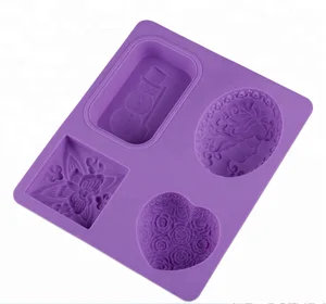 Image of Factory wholesale custom 4 hole silicone soap mold cake mold chocolate jelly pudding mold