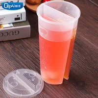 

2 compartment 700ml double enjoy bubble tea cup twins plastic disposable split cup