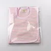 Pink / white stripes 100% natural colored cotton baby bodysuit & bibs sets