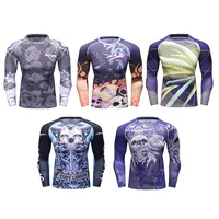 

custom logo sublimated rash guard compression printed shirts for men