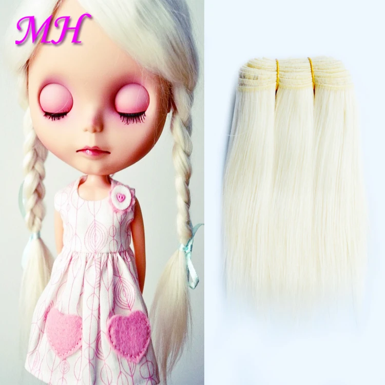 

Mohair Goat Wefted Natural Goat Hair 613 Blonde Colorful Straight Doll Hair Weft for Blythe/BJD