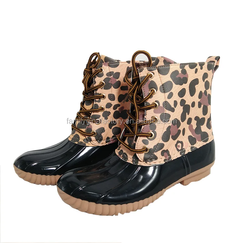 womens leopard duck boots