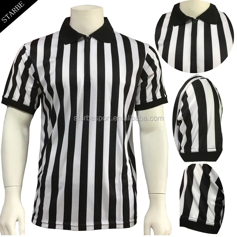 

wholesale sports dry fit black white stripes referee shirt, Customized color