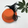 Black Birdcage Feather Flower Net Veil Mini Top Hat Fascinator Hair Clip Hen Party Wedding Cocktail Church Headpiece