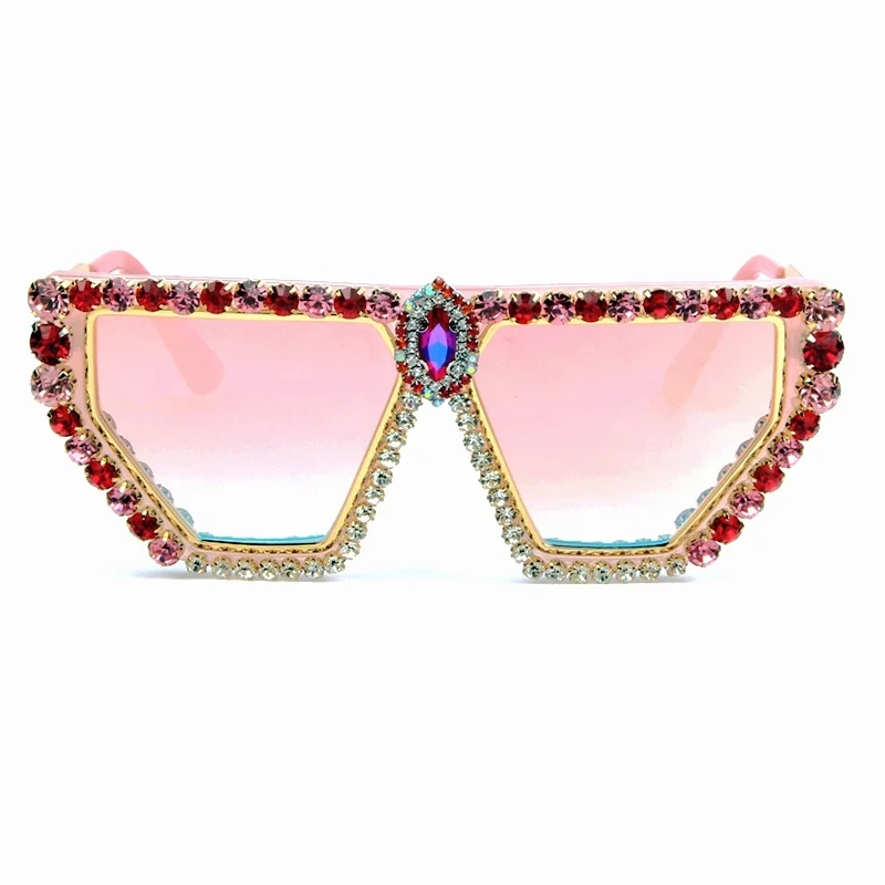Cat Eye vintage Brand designer rose gold mirror Sunglasses For Women Metal Luxury Rhinestone Sun Glasses Oversized oculos