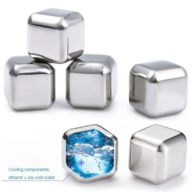 6pcs Stainless Steel Reusable Ice Cubes Chilling Stones For Beer Wine