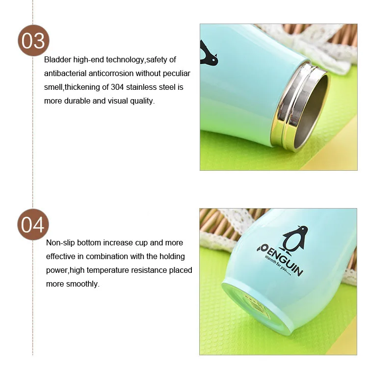 Eco-friendly Kid Baby Cups Cartoon Sports Stainless Steel Bottle