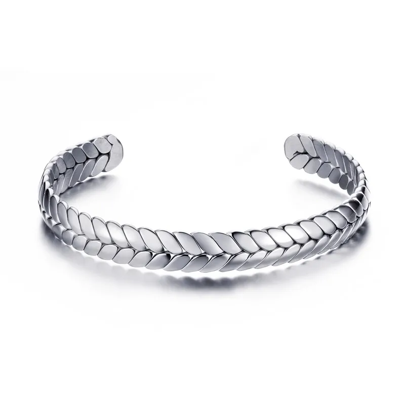 

Personalized Ear of Wheat C shaped stainless steel open cuff bangle for women and men