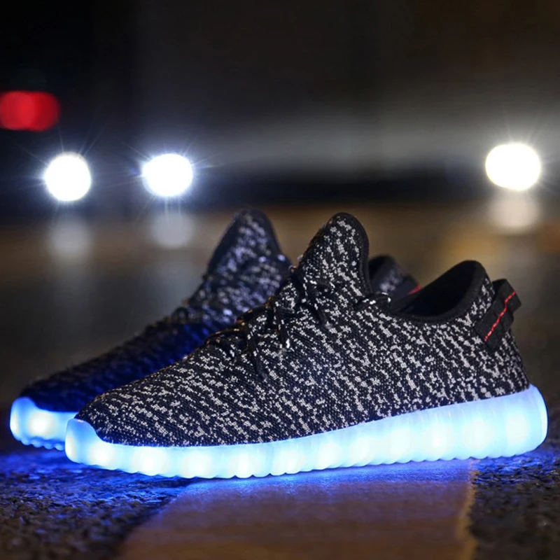 

2017 Most Popular USB 7 Light Color Luminous LED Shoes for women, Black