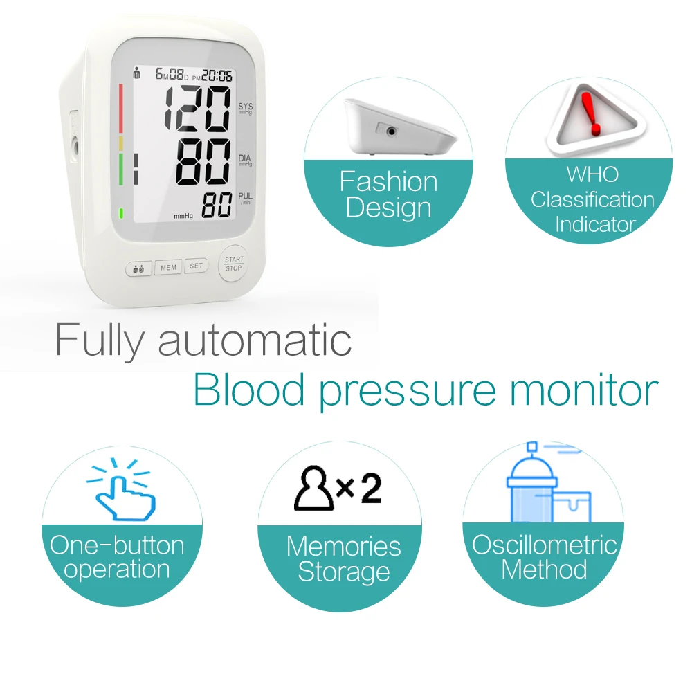 
2018 New Design Product Home Use Automatic Digital Upper Arm Blood Pressure Monitor 