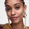 Kaimei 2019 fashion jewelry women long tassel chain dangle drop irregular earrings for women party extra long post stud earrings