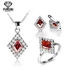 Beautiful 925 Silver Wedding Jewelry Set With Ruby Rhinestone Jewelry