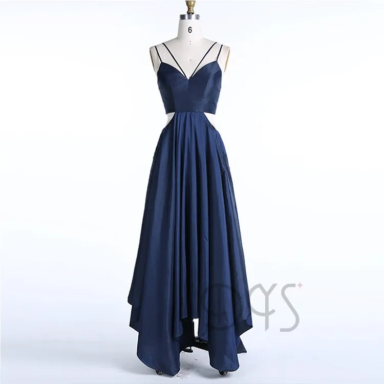 Западный стиль длинные темно синий асимметричный сексуальный Выпускной вечернее платье для пожилых