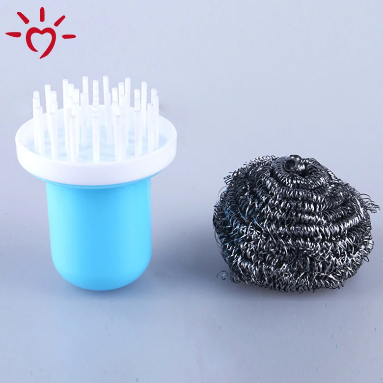 OEM handle dish steel wire kitchen cleaning dish-washing brush scourer with handle