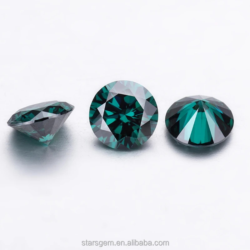 

Starsgem whosale round brilliant cut 7.5mm synthetic loose diamond light green moissanite