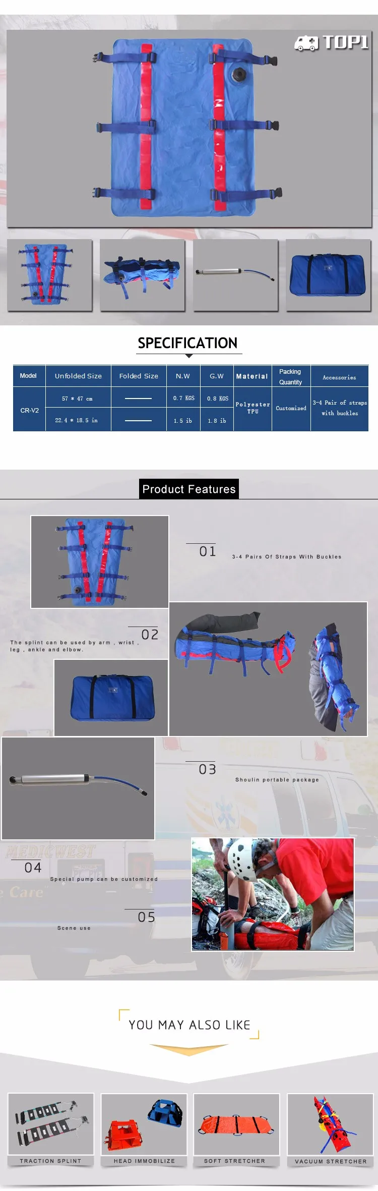 Hot sale medical vacuum splint set with low price