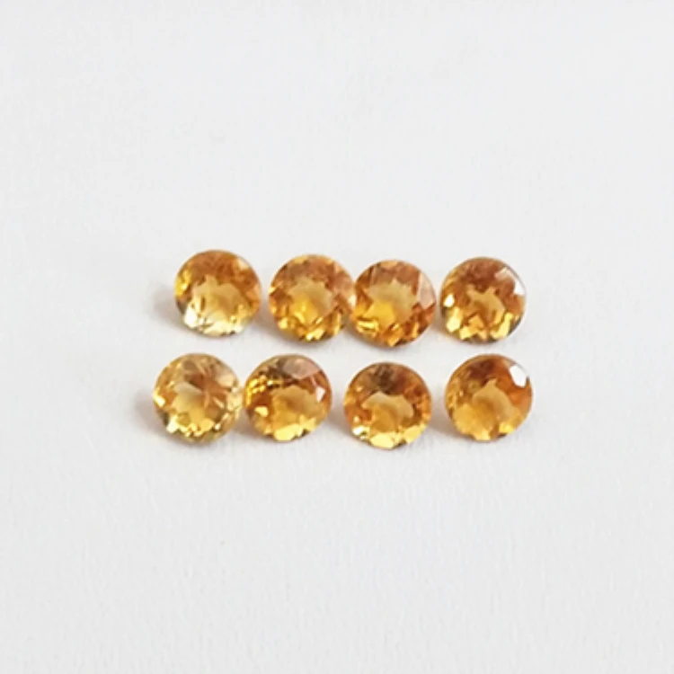 

Loose Yellow Stone Natural Citrine Crystal Round Cut 6mm Gemstone For Jewelry Making