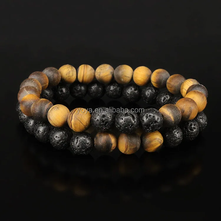 

BN5106 Fashion gemstone lava & matte tiger eye bracelet,distance couple bracelet