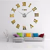Luxurious golden home decoration wall clock big mirror 3d clocks