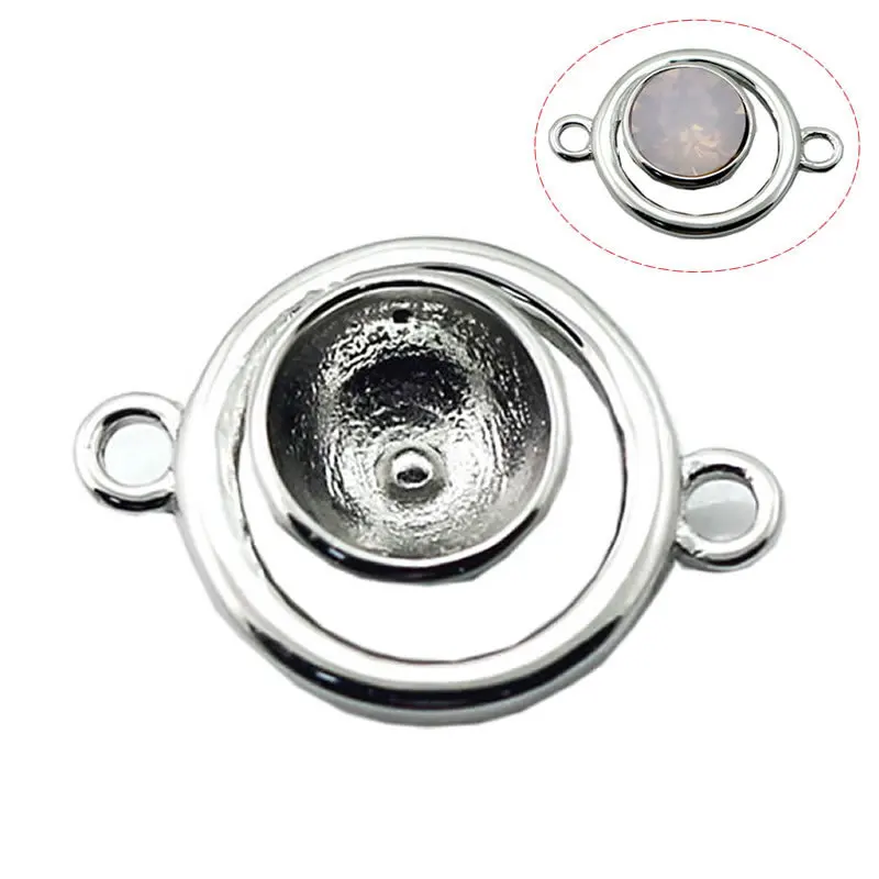

Beadsnice 30565 cabochon bezels 925 silver connector settings to hold rhinestones connectors for jewelry making