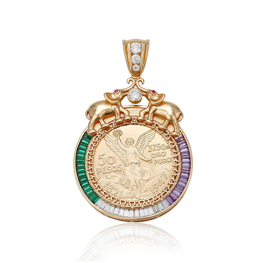 

33069-Xuping jewelry Crystals 18K Mexican Coin Jewelry Pendant, White,color