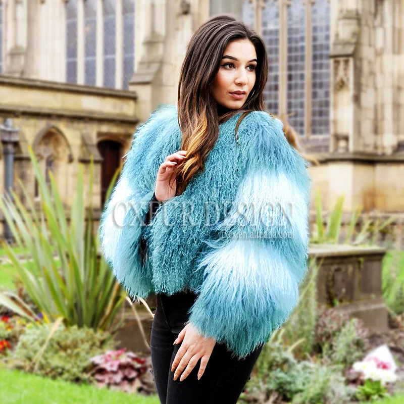 

CX-G-A-158B European Lady Clothing Winter Jackets with Fur Real Mongolian Lamb Fur Coat Women