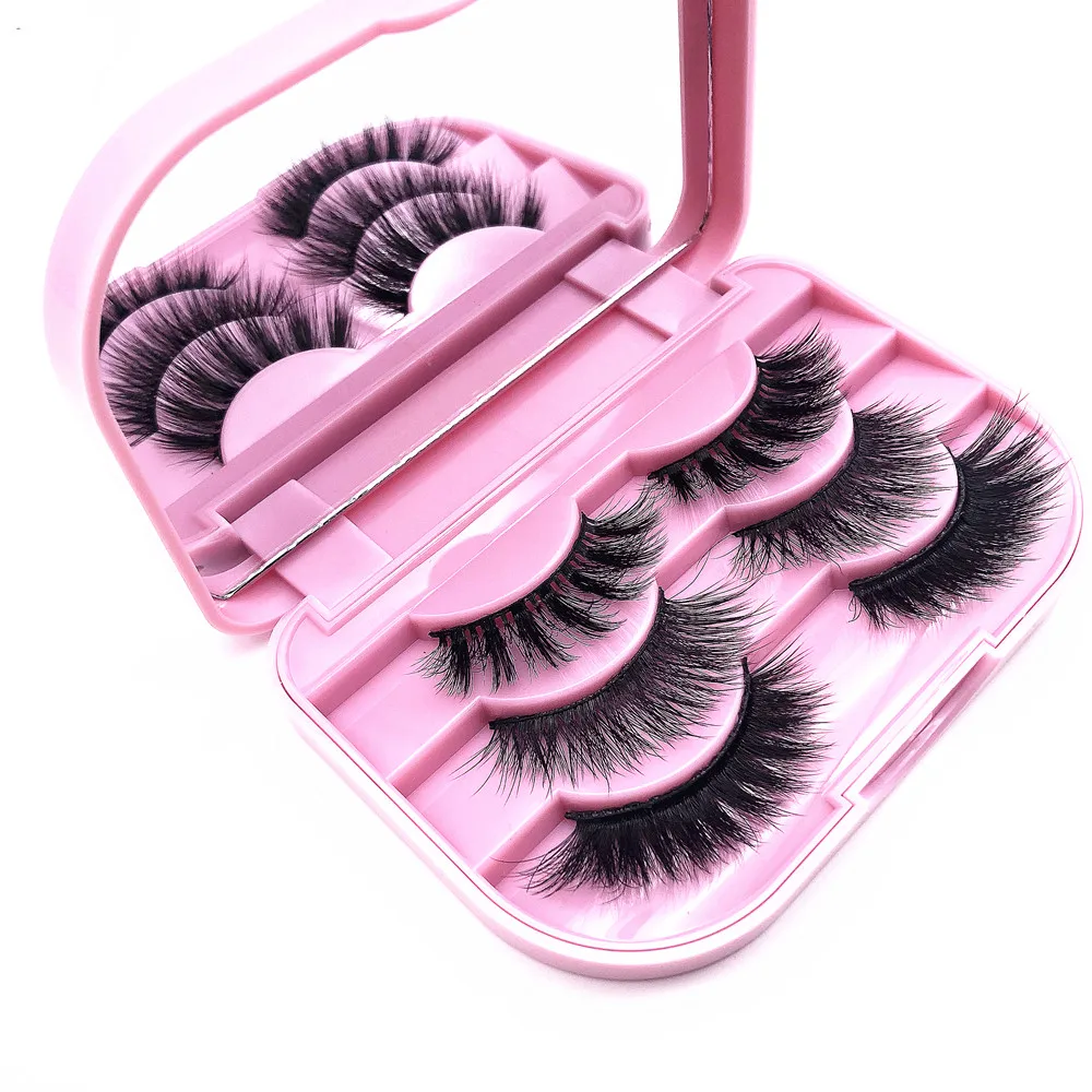 

Wholesale Private label silk 3d strip eyelashes synthetic false eyelashes, Black