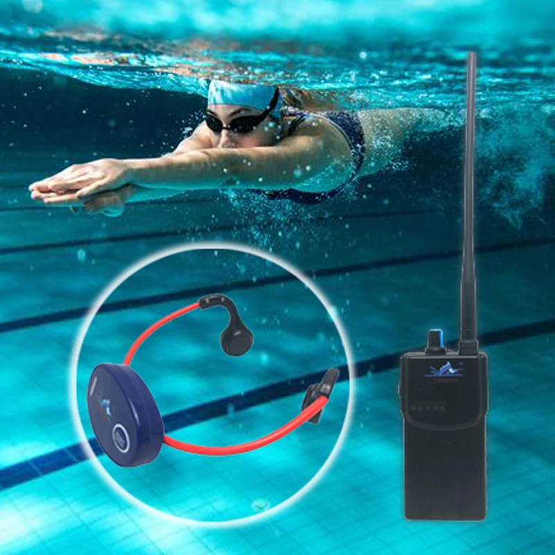 
New Swimming Teaching no Shouting One-Way Intercom FM Transmitter Receiver Headphone Bone conduction 