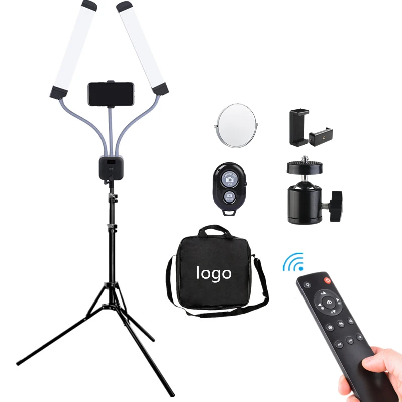 Photography Photo Studio 224 LED Ring Light 3000-6000K Dimmable Camera Ring Light Double Lamp with Tripod Stand