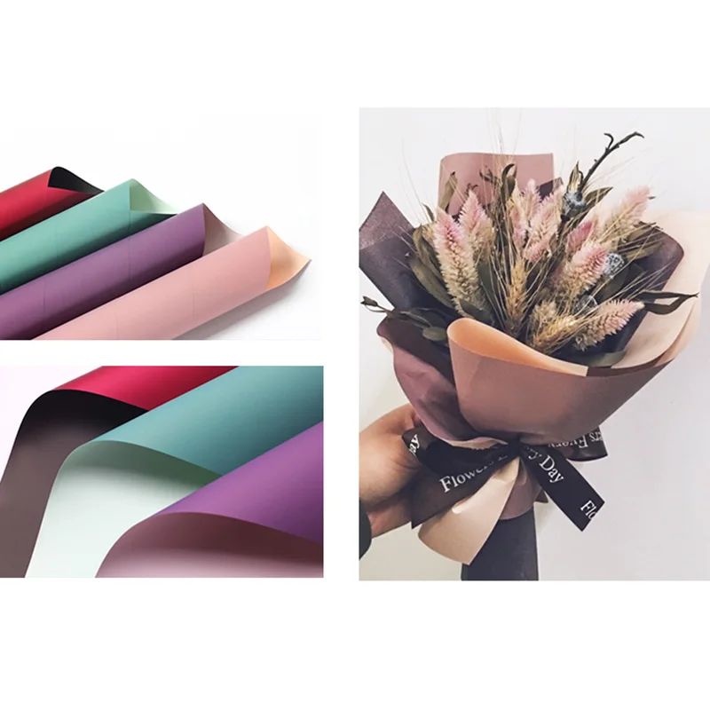 8-color flower shop bouquet waterproof flower wrapping paper 23X23 inches gift packaging or gift box packaging Xshelley DIY crafts 24pcs 