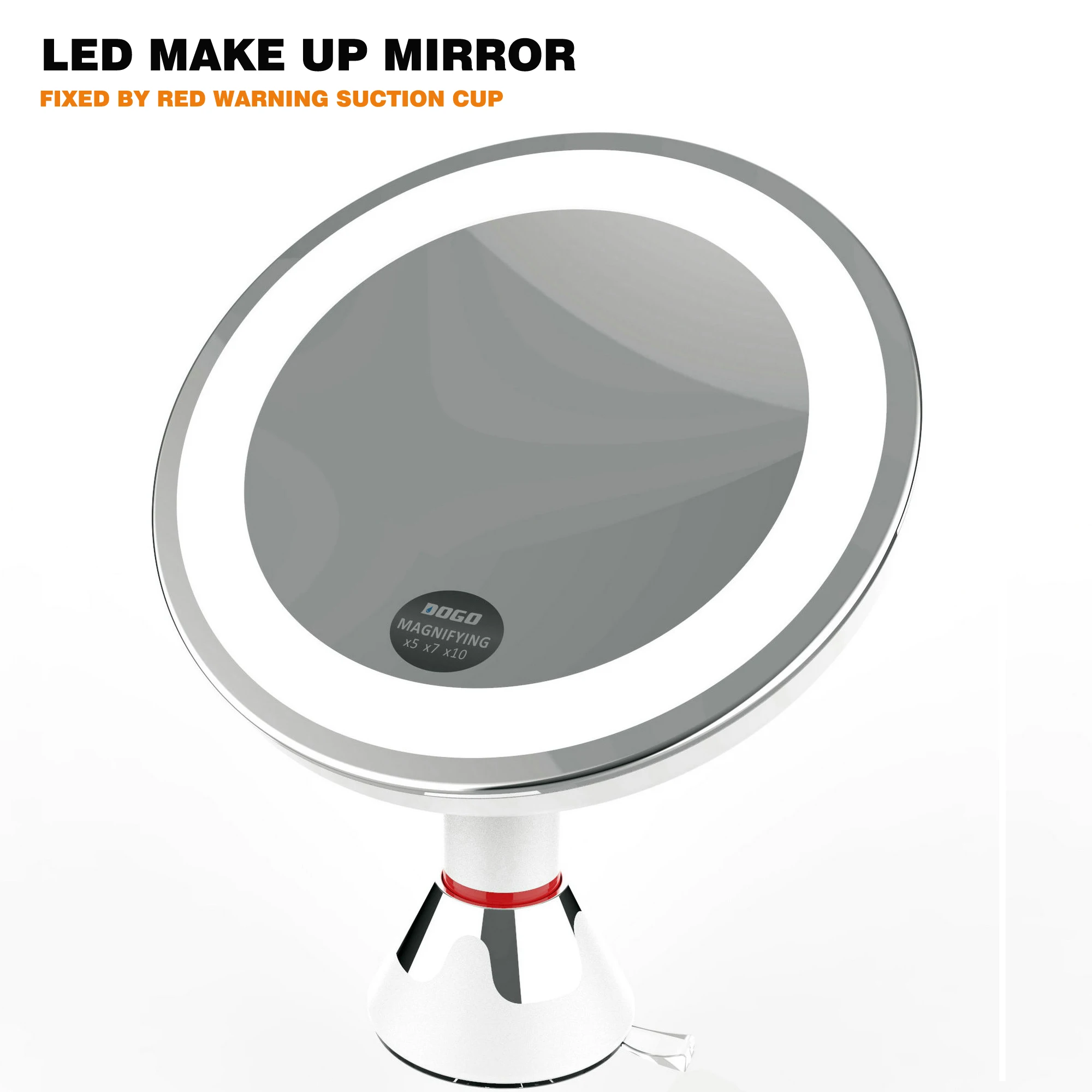 Amazon best seller plastic round led light swivel portable mirror