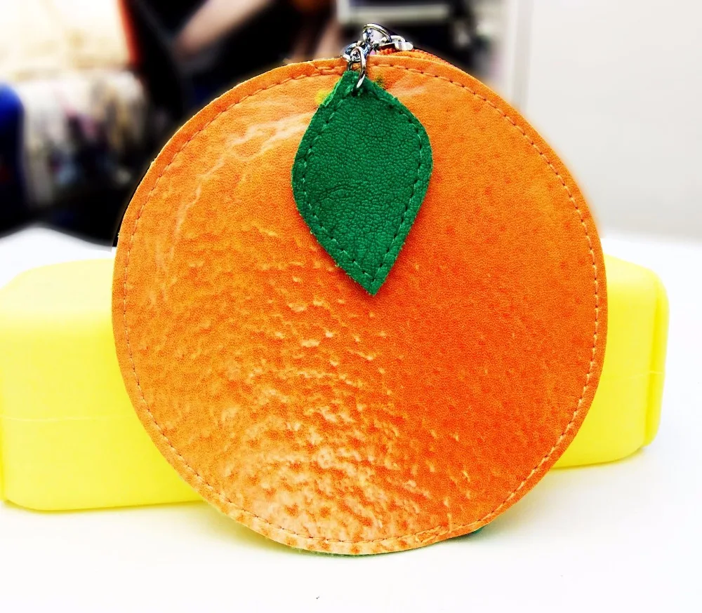 

Artificial fruit shape orange apple banana strawberry PU leather coin pouch