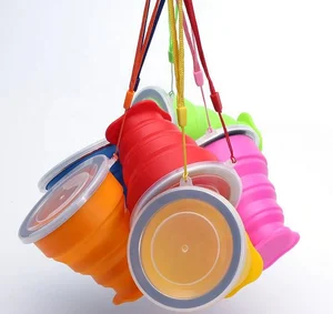 Image of New design colorful collapsible silicone rubber drinking cup with lid