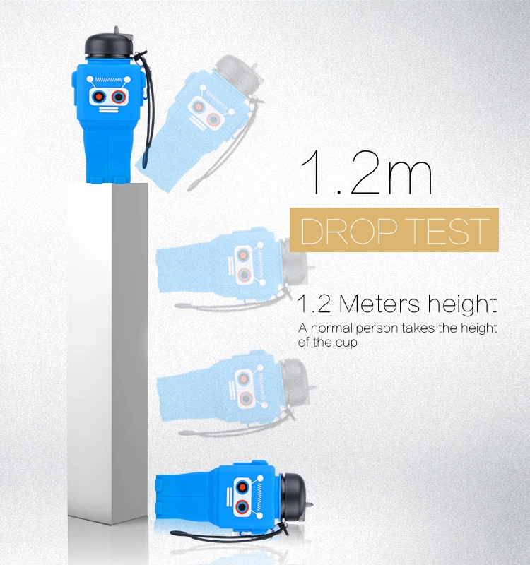 Silicone Cartoon School Children Water Jar Colorful Robot Water Bottle Kid