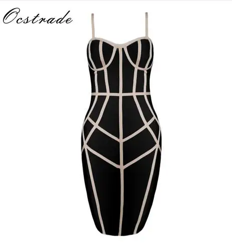 

Ocstrade Bodycon Dress 2017 Sexy Bandage Striped Summer Party Women Bandage Black Dresses Wholesale Red White Yellow, As picture or customized