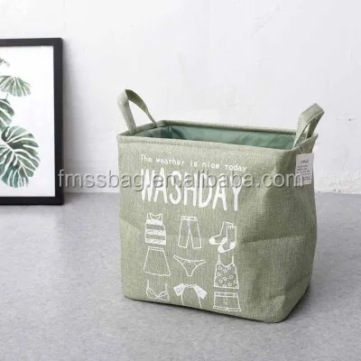 

Large stripe cotton canvas cloth storage laundry basket, Natural color