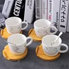 Custom Personalized Cute Expression Wooden Pallets Ceramic Coffee Travel Mug with Spoon Reusable Tea Cups
