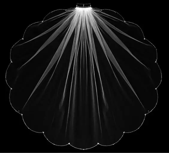 

Simple Lace Ivory Ruched Wedding Bridal Dress Veil 2019, Custom made