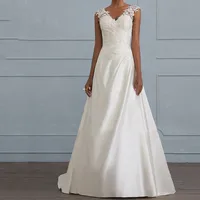 

off shoulder design white color Wedding Dress with different size 256470