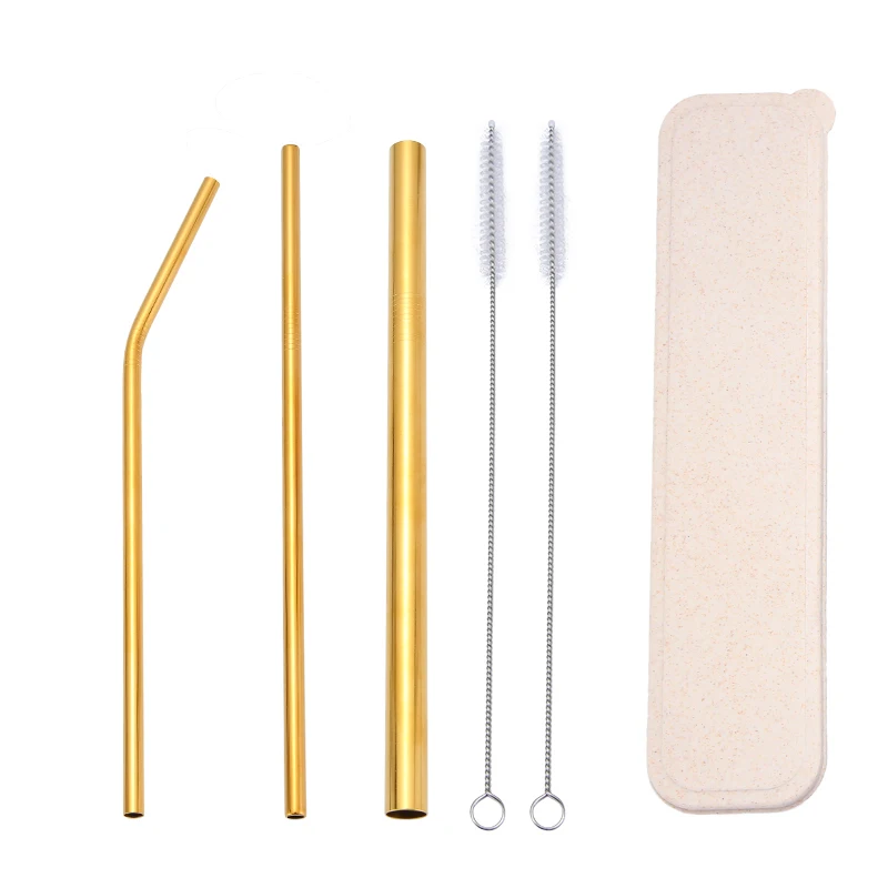 

Reusable Stainless Steel Metal Drinking Straw Set Metal Straw with Brush and Box, Many colors for choosing