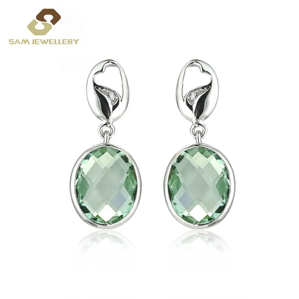 

Classic Sterling 925 Silver Bezel Setting Big Oval Synthetic Aquamarine Stone Bridal' Drop Dangle Earring Jewelry, Colors
