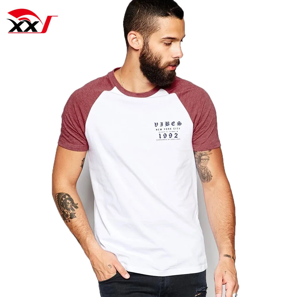 

custom 60% cotton 40% polyester contrast raglan t-shirts unisex with print, Accept custom made color