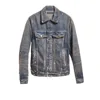 DiZNEW Paint Art Cable Denim Jeans Jacket For Men