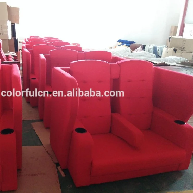 soft fabric theatre chairs with double seats cinema seating YA-1112