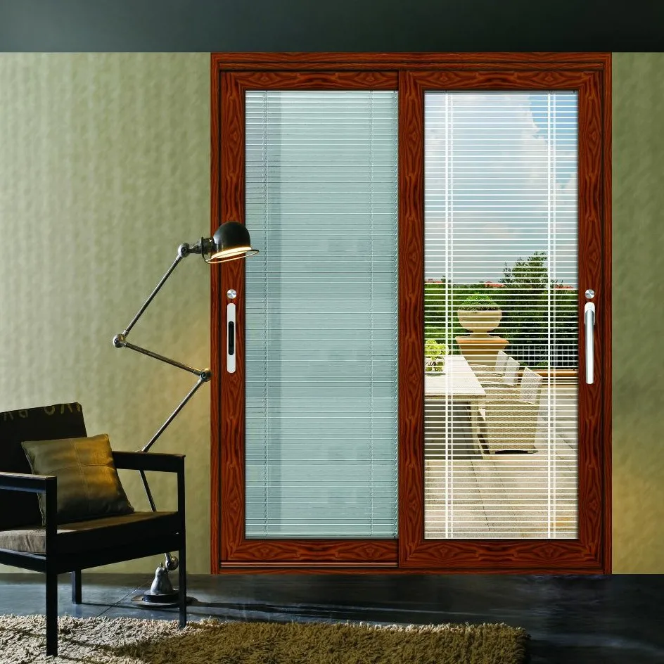 manual hollow button venetian blinds in double glass for the sliding door and intergrade window