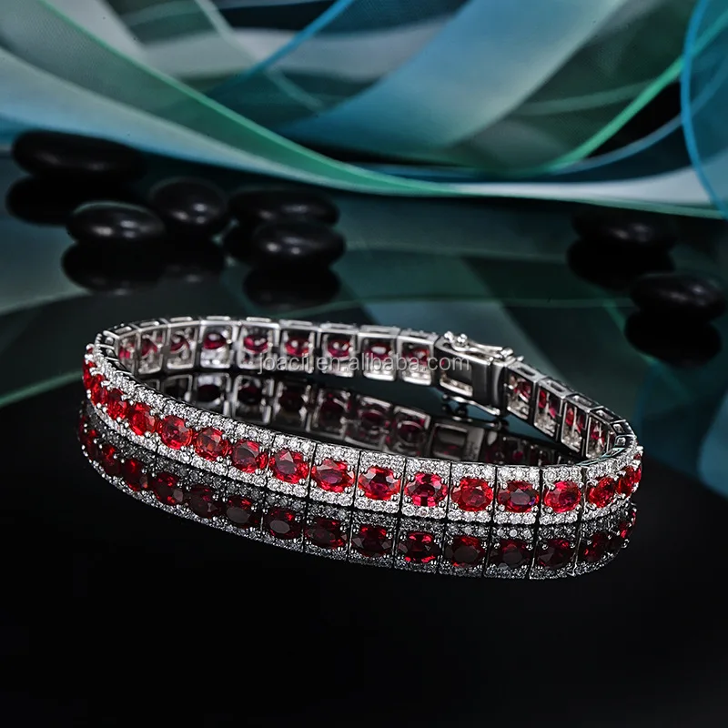 Joacii Wholesale Sterling Silver Ruby Stone Tennis Bracelets Design With Sieraden