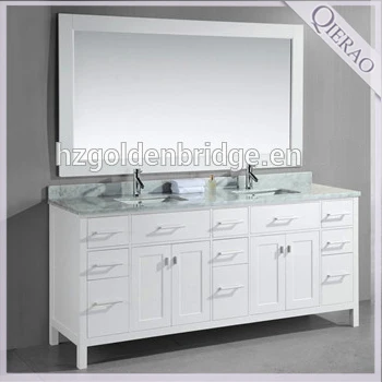 Qierao 78 Modern White Double Sink Bathroom Vanity With Marble