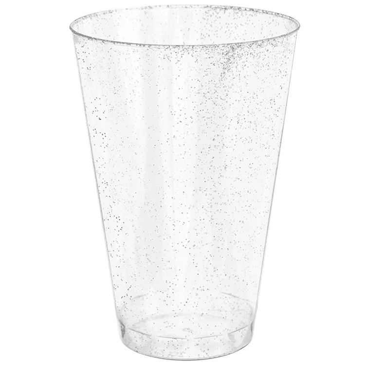 Glitter Disposable Cups 12 Oz,Clear Plastic Cups Wedding Holiday