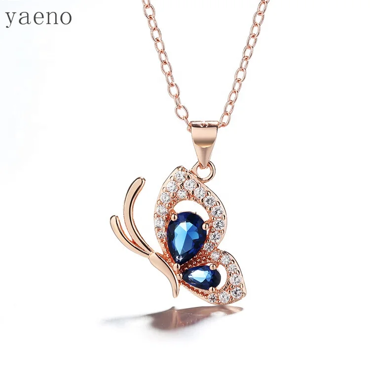 

Fashion Sterling Silver 925 Charm Butterfly Sapphire Pendants necklace